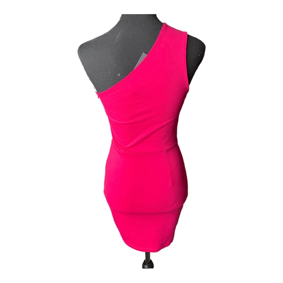 Lulu’s Down to Party Hot Pink One-Shoulder Cutout Bodycon Mini Dress XS - Picture 8 of 10